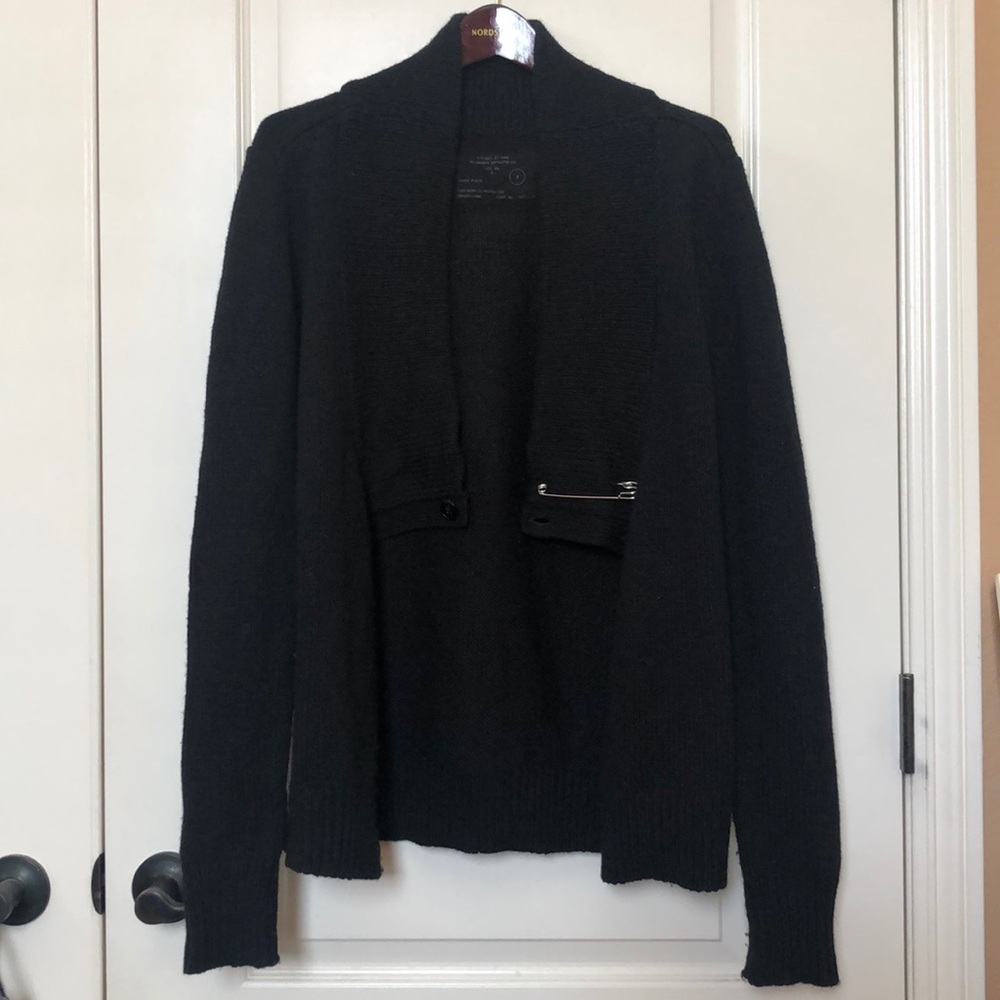 Allsaints Scoop Neck Wool Cardigan Black Small